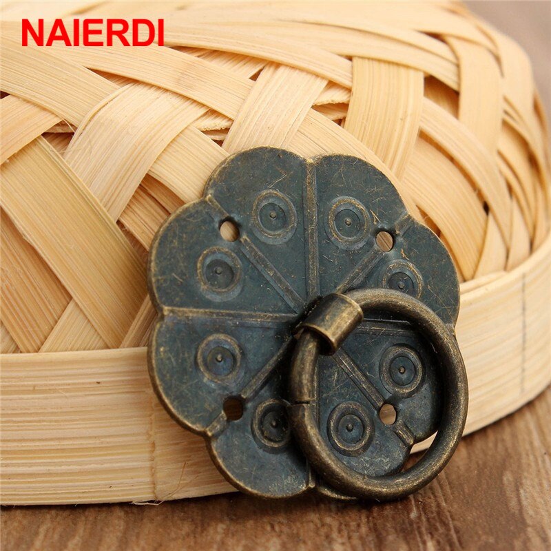 NAIERD 10pcs Classical Bronze Tone Quincunx Drawer Cabinet Desk Door Pull Box Handle Knobs Furniture Handles Hardware With Screw