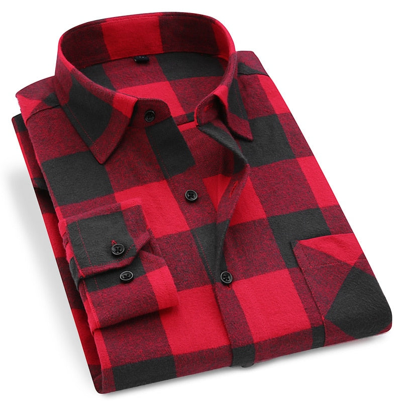 Men Flannel Plaid Shirt 100% Cotton 2020 Spring Autumn Casual Long Sleeve Shirt Soft Comfort Slim Fit Styles Brand Man Plus Size