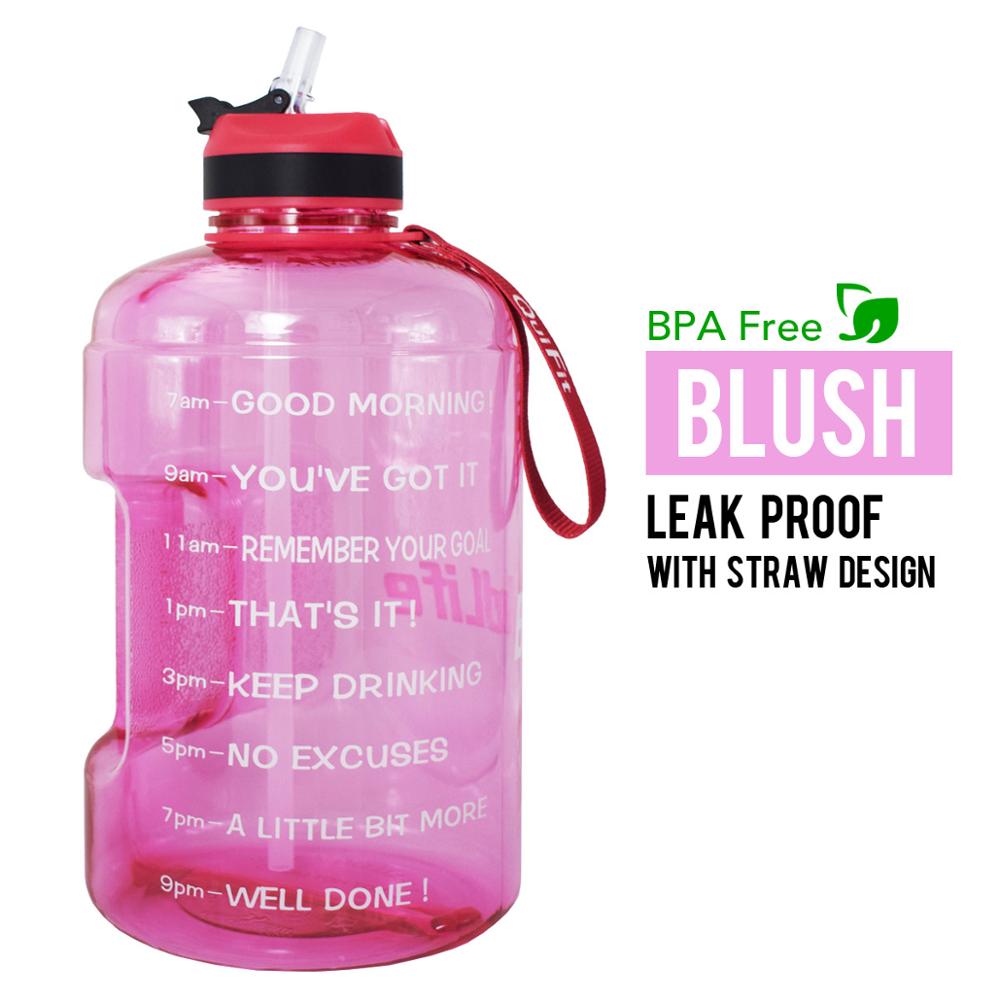 QuiFit 3.78L 2.2L 1.3L 128oz Gallon Water Bottle with Straw Clear Plastic Drinking Bottles GYM Tool Jug BPA Free Sports Cup
