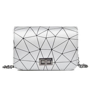 Yogodlns New Fashion Diamond Chain Black Purse Women Shoulder Bag Plaid Lady Mini Crossbody Bag PU Leather Lock Flap Handbag