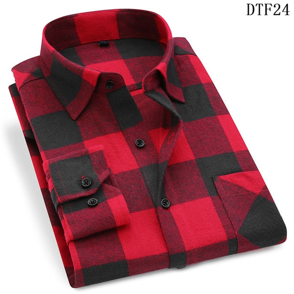 Men Flannel Plaid Shirt 100% Cotton 2020 Spring Autumn Casual Long Sleeve Shirt Soft Comfort Slim Fit Styles Brand Man Plus Size