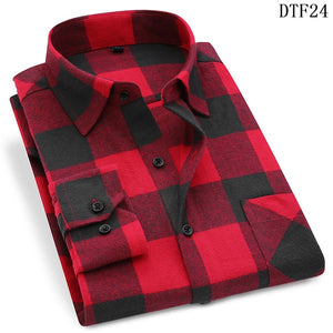 Men Flannel Plaid Shirt 100% Cotton 2020 Spring Autumn Casual Long Sleeve Shirt Soft Comfort Slim Fit Styles Brand Man Plus Size