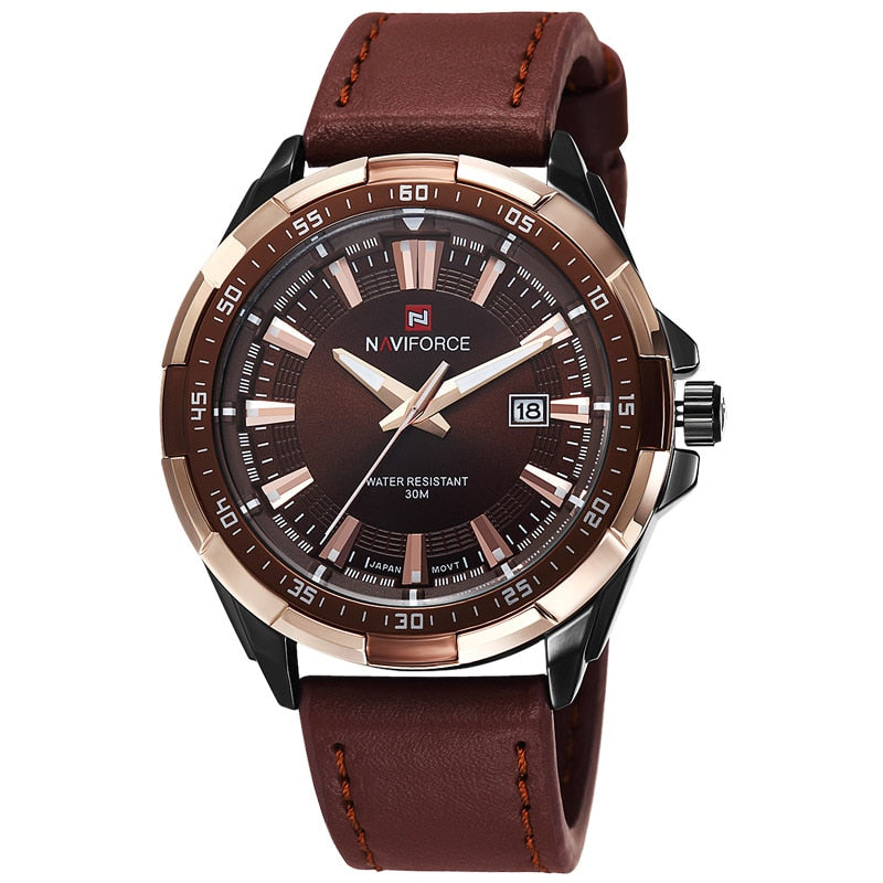 NAVIFORCE Mens Watches Top Luxury Brand Fashion Sport Watches Men Waterproof Quartz Clock Male Army Military Leather Wrist Watch