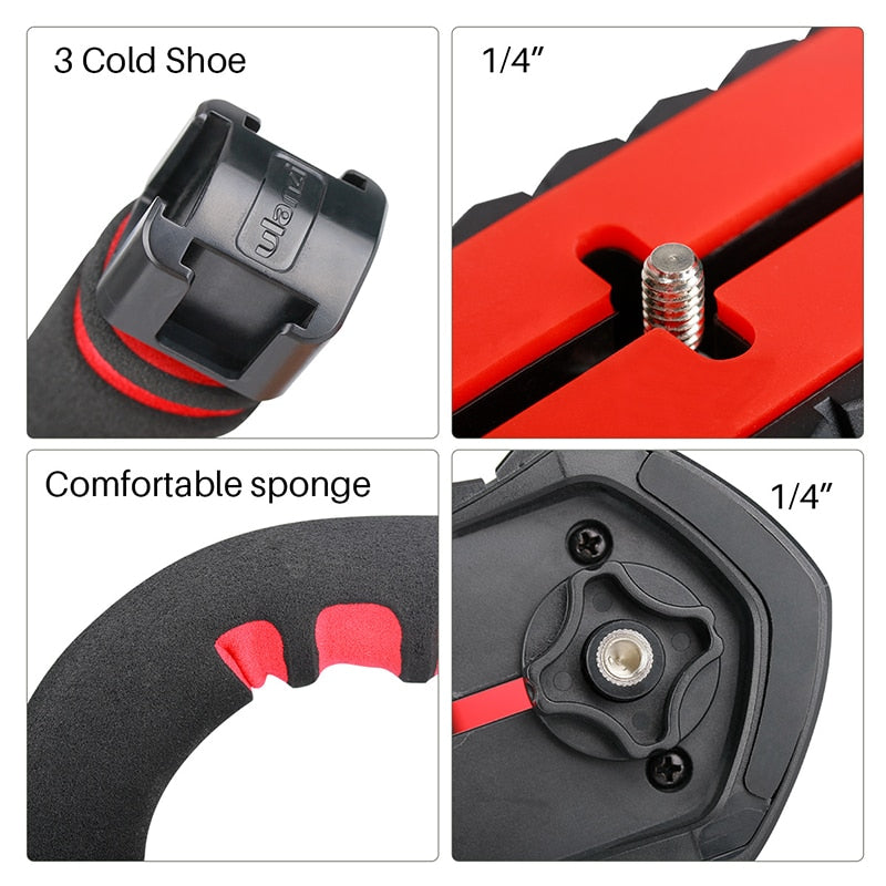 Ulanzi u-grip Pro Triple montage sur chaussure stabilisateur vidéo poignée vidéo poignée caméra téléphone Kit de montage vidéo pour Nikon Canon iPhone X 8 7
