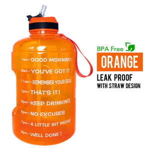 QuiFit 3.78L 2.2L 1.3L 128oz Gallon Water Bottle with Straw Clear Plastic Drinking Bottles GYM Tool Jug BPA Free Sports Cup