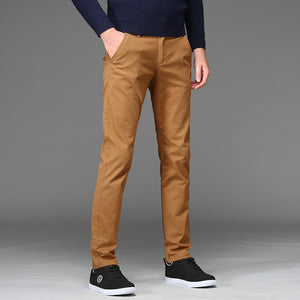 Pants Men Business Straight Cotton Trousers Stretch Boy Elastic Slim Fit Casual Big Plus Size 42 44 46 Black Khaki Red Blue Pant