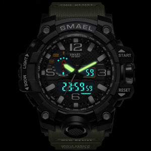 SMAEL Brand Men Sports Watches Dual Display Analog Digital LED Electronic Quartz Wristwatches Waterproof Swimming Military Watch