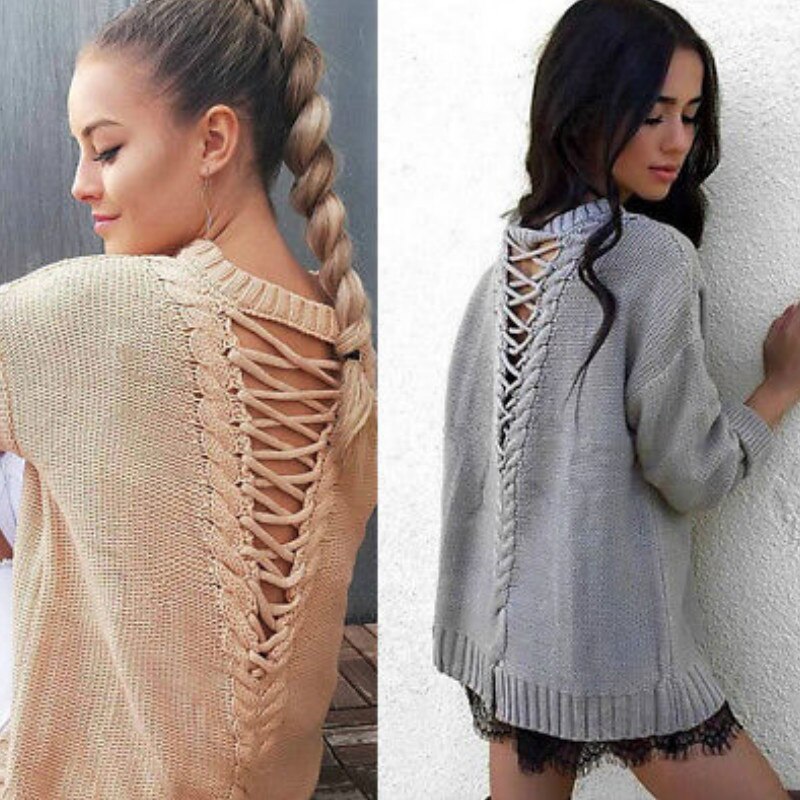 Women Pullover Sweater Slim Long Sleeve O-neck Knitted Blouse Chandail Femme Sexy Tops Ladies Crocheted Knitwear Clothing Women