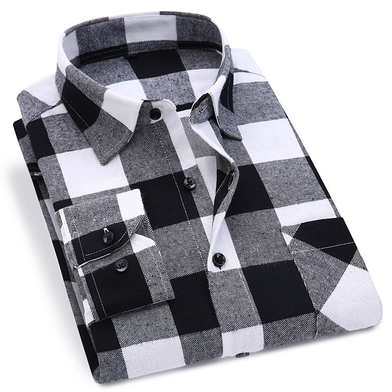 Men Flannel Plaid Shirt 100% Cotton 2020 Spring Autumn Casual Long Sleeve Shirt Soft Comfort Slim Fit Styles Brand Man Plus Size