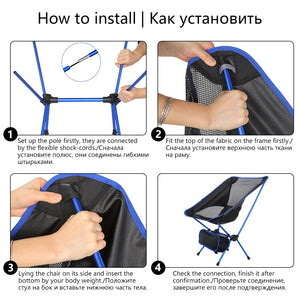 Portable Folding Fishing Chair Camping Chair Seat 600D Oxford Cloth Aluminium Fishing Chair for Outdoor Picnic BBQ Beach Chair