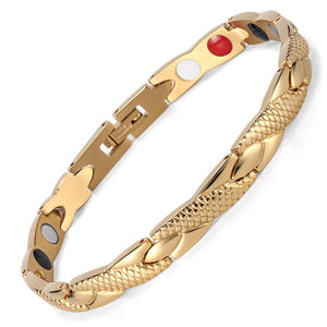 Rainso Stainless Steel Magnetic Bracelets & Bangles Healing Bio Charm Bracelets For Women Rose Gold Polished OSB-692SRGFIR