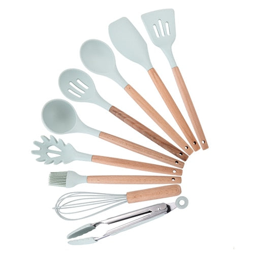 Silicone Kitchenware Cooking Utensils Set Heat Resistant Kitchen Non-Stick Cooking Utensils Baking Tools With Storage Box Tools