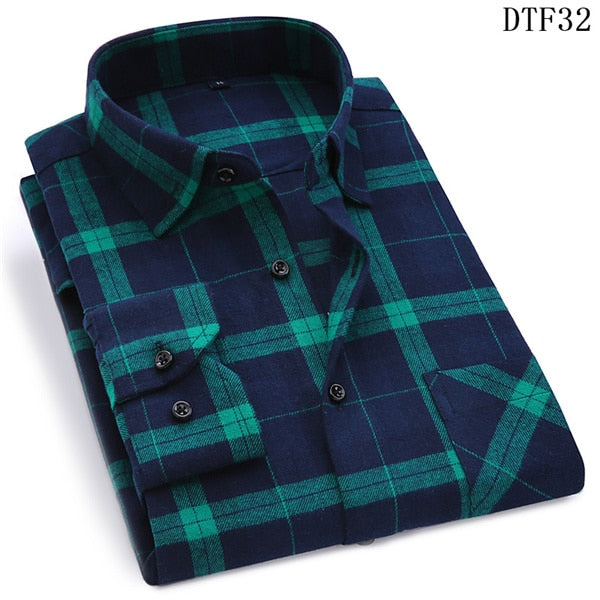 Men Flannel Plaid Shirt 100% Cotton 2020 Spring Autumn Casual Long Sleeve Shirt Soft Comfort Slim Fit Styles Brand Man Plus Size