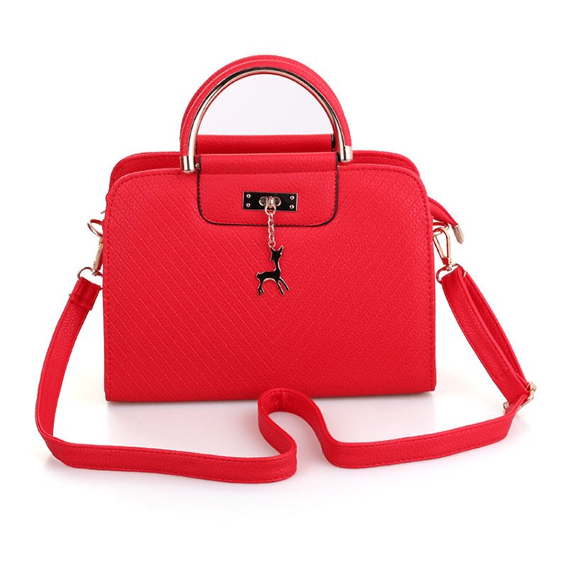 Fashion Handbag 2020 New Women Leather Bag Large Capacity Shoulder Bags Casual Tote Simple Top-handle Hand Bags Deer Decor