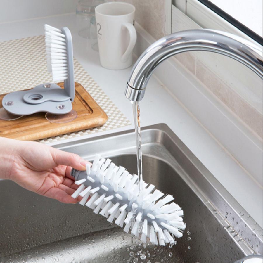 360 Degree Glass Cleaner Bottles Brush Sink Stand Drink Water Cup Scrubber Mug Wine Suction Kitchen Bottle Cup Cleaning Brush