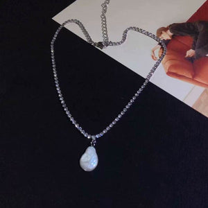 Women Bohemian Crystal Baroque Pearl Necklaces & Pendants Wedding Party Jewelry Handmade
