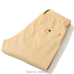 Pants Men Business Straight Cotton Trousers Stretch Boy Elastic Slim Fit Casual Big Plus Size 42 44 46 Black Khaki Red Blue Pant