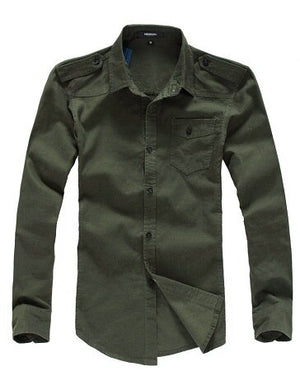 Men's Army Long Sleeve Slim Shirts