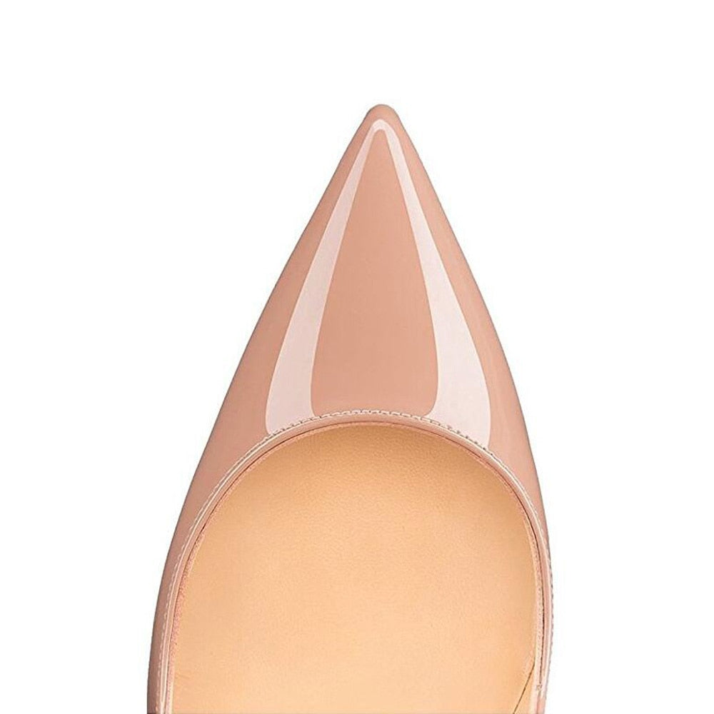 GENSHUO Women Pumps Heeled Shoes Nude Pointed Toe Sexy High Heel Shoes Stiletto High Heels Ladies 12 10 8 cm Big Size 42