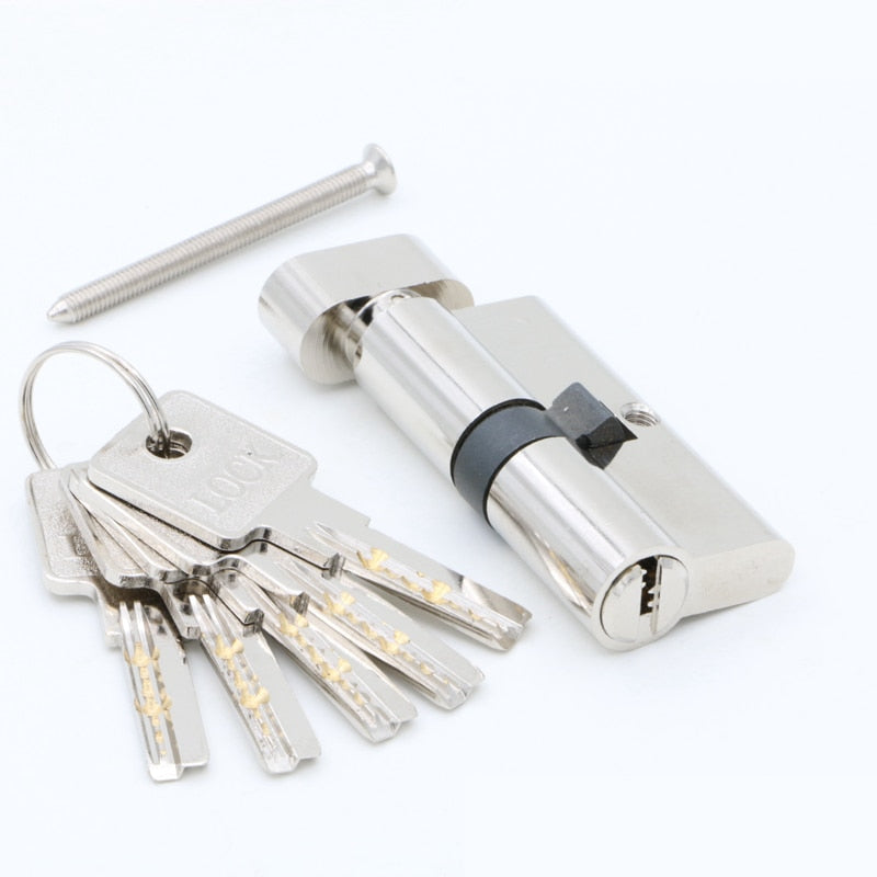 Door cylinder 55 60 65 70 75 80 85 90mm Security  Copper  Lock Cylinder  Interior Bedroom  Living  Handle  Brass Key Locking