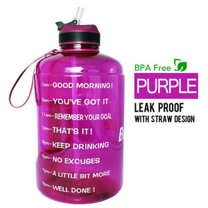 QuiFit 3.78L 2.2L 1.3L 128oz Gallon Water Bottle with Straw Clear Plastic Drinking Bottles GYM Tool Jug BPA Free Sports Cup