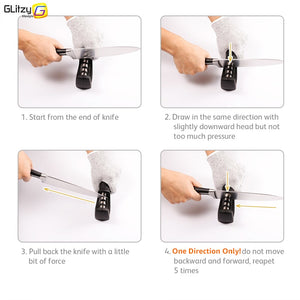 GLITZY - Aiguiseur de couteau avec 3 finitions