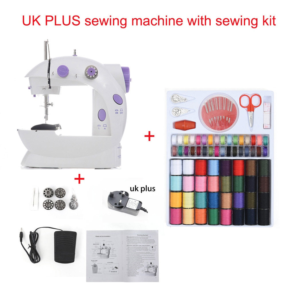 INNE Sewing Machine Mini Portable Household Night Light Foot Pedal Straight Line Hand Table Two Thread Kit Electric