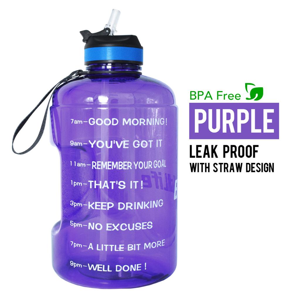 QuiFit 3.78L 2.2L 1.3L 128oz Gallon Water Bottle with Straw Clear Plastic Drinking Bottles GYM Tool Jug BPA Free Sports Cup