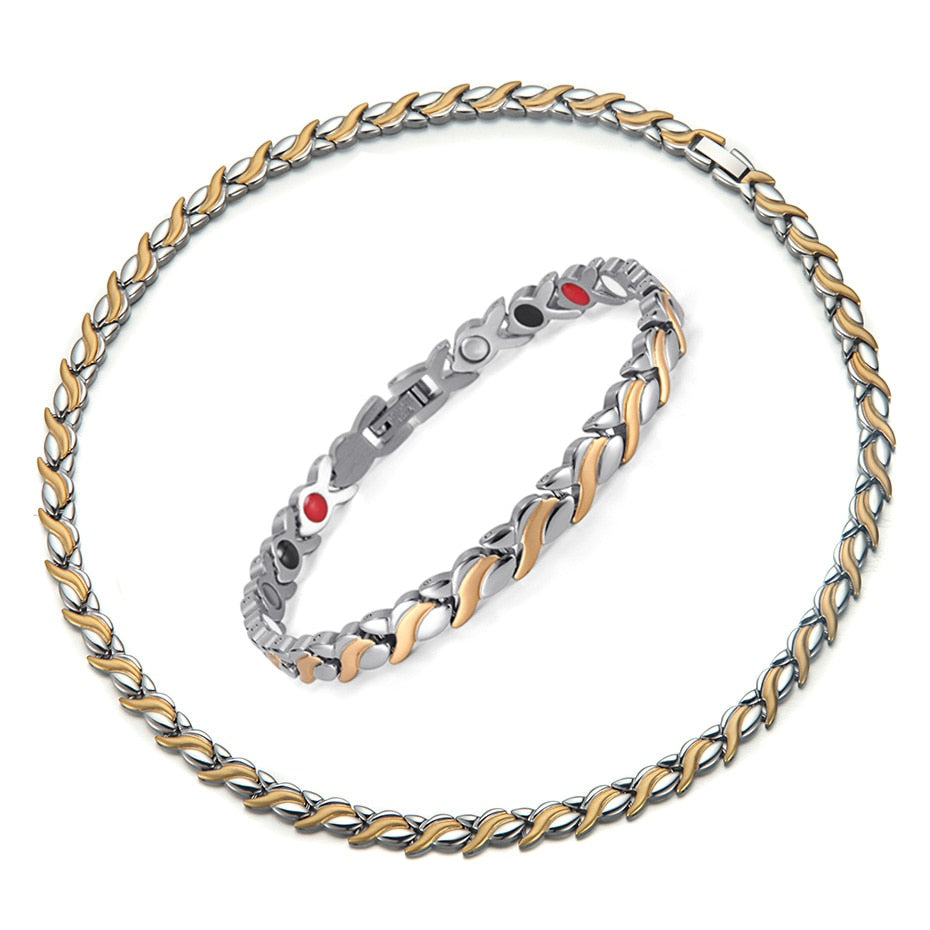 Rainso Magnetic Jewelry Set Hologram Power Necklaces Bracelets Chain & Link Classic Wedding Health Jewellry for Lady / Unisex
