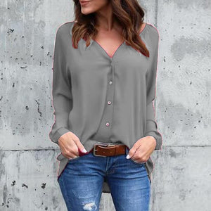 Plus Size 5XL Women's Blouse Long Sleeve Blusas Mujer De Moda 2019 V Neck Women's Shirt Shein Casual Button Chiffon Blouse Tops