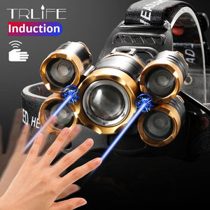 TRILIFE - Lampe torche frontale avec 5 LED, éclairage ultra puissant - parfait pour le camping, la pêche et autre activités nocturnes
