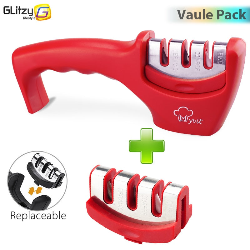 GLITZY - Aiguiseur de couteau avec 3 finitions