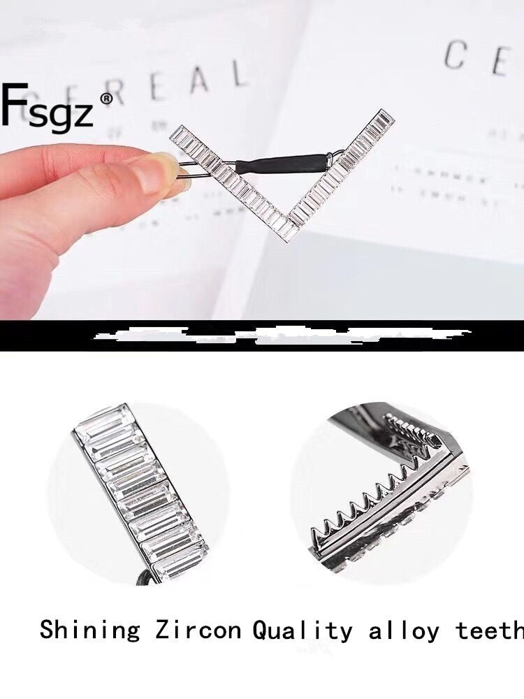 6.8CM Luxury Crystal Hair Jewelry For Women Cubic Zircon Metal Hairpins Wedding Ornament Hair Clips Geometric Hair Accessories 