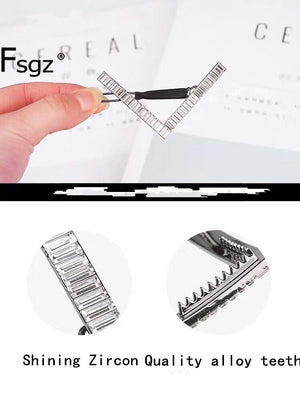 6.8CM Luxury Crystal Hair Jewelry For Women Cubic Zircon Metal Hairpins Wedding Ornament Hair Clips Geometric Hair Accessories 