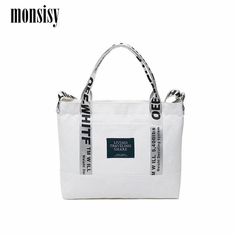 Monsisy Canvas Bag For Women 2020 Girl Handbag Tote Shoulder Bag Pocket Casual Girl Travel Shopping Messenger Bag bolsa feminina
