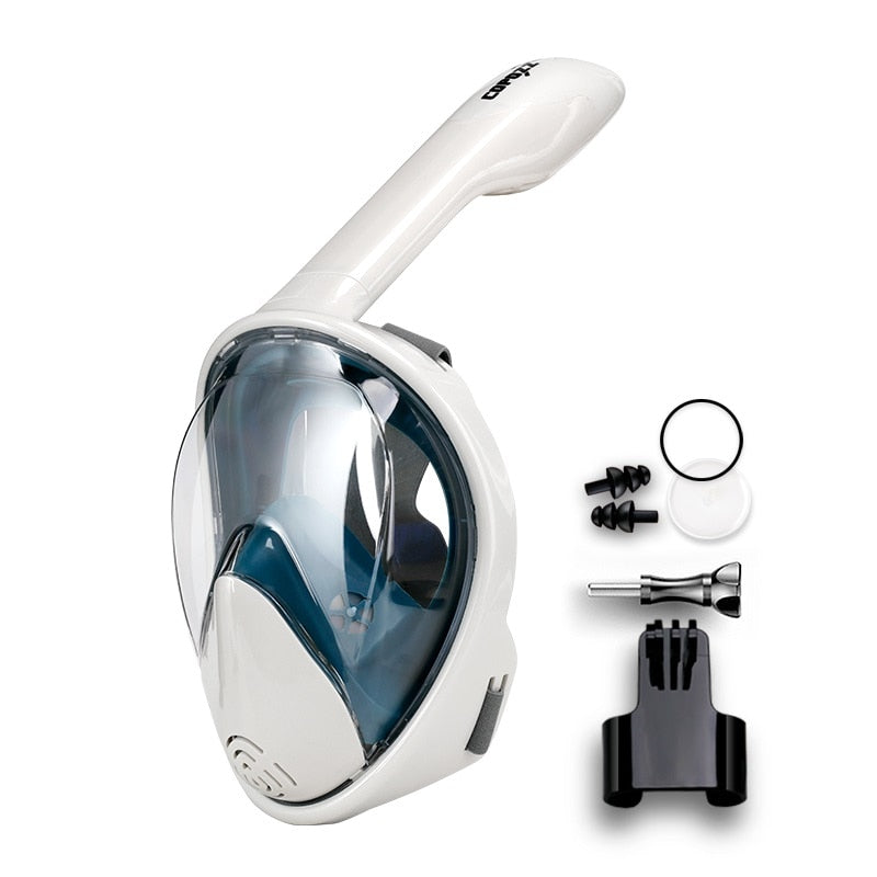 COPOZZ Full Face Scuba Diving Mask Anti Fog Goggles with Camera Mount Underwater Wide View Snorkel Swimming mask for Adult Youth