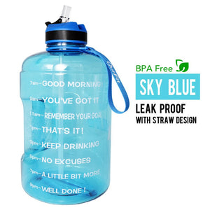 QuiFit 3.78L 2.2L 1.3L 128oz Gallon Water Bottle with Straw Clear Plastic Drinking Bottles GYM Tool Jug BPA Free Sports Cup