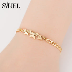 SMJEL Hot Stainless Steel Bracelet for Women Lovely Animal Butterfly Elephant Strand Bracelets Bangles Jewelry Accessories