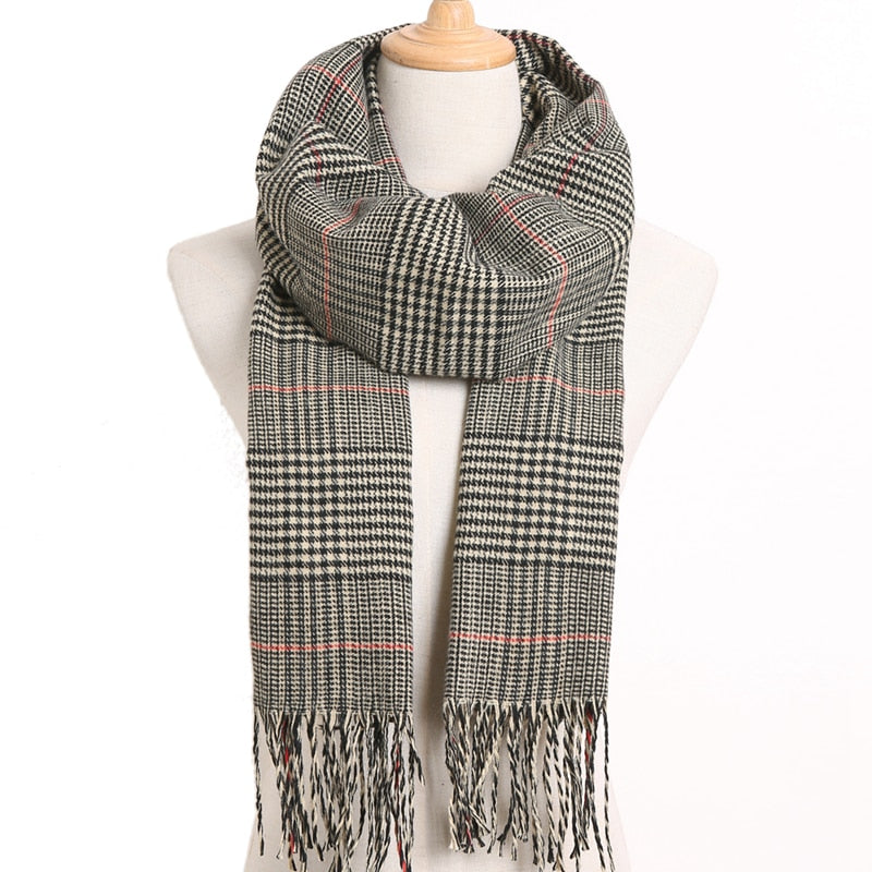 [VIANOSI] 2020 Plaid Winter Scarf Women Warm Foulard Solid Scarves Fashion Casual Scarfs Cashmere Bufandas Hombre