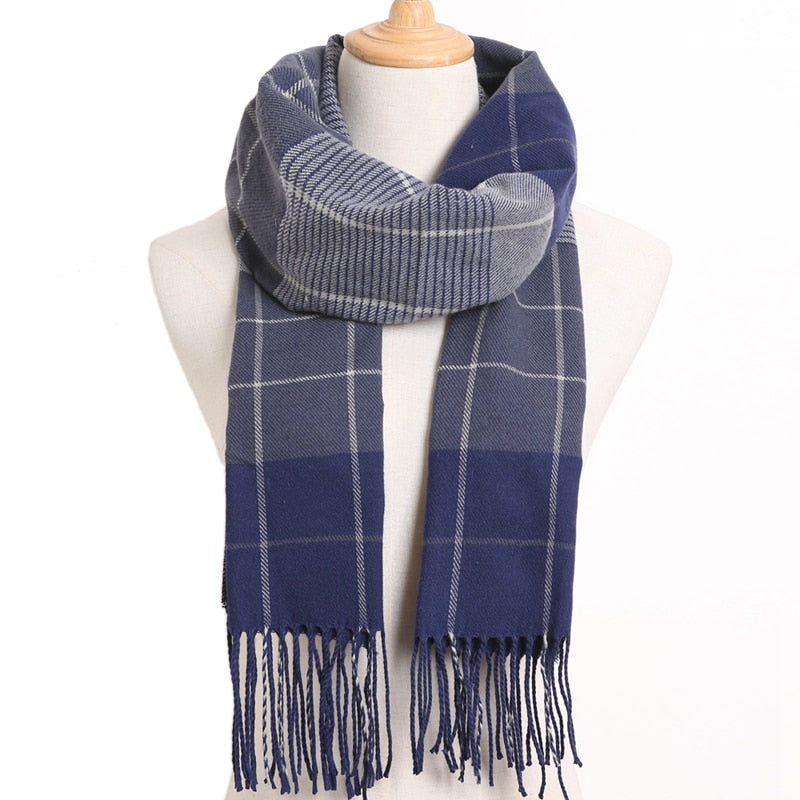 [VIANOSI] 2020 Plaid Winter Scarf Women Warm Foulard Solid Scarves Fashion Casual Scarfs Cashmere Bufandas Hombre