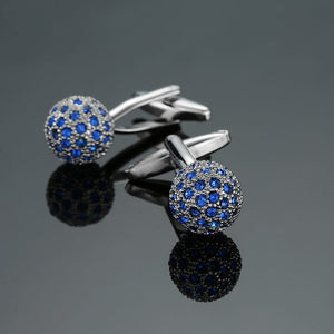 Novelty Luxury Blue white Cufflinks for Mens Brand High Quality crown Crystal gold silvery Cufflinks Shirt Cuff Links