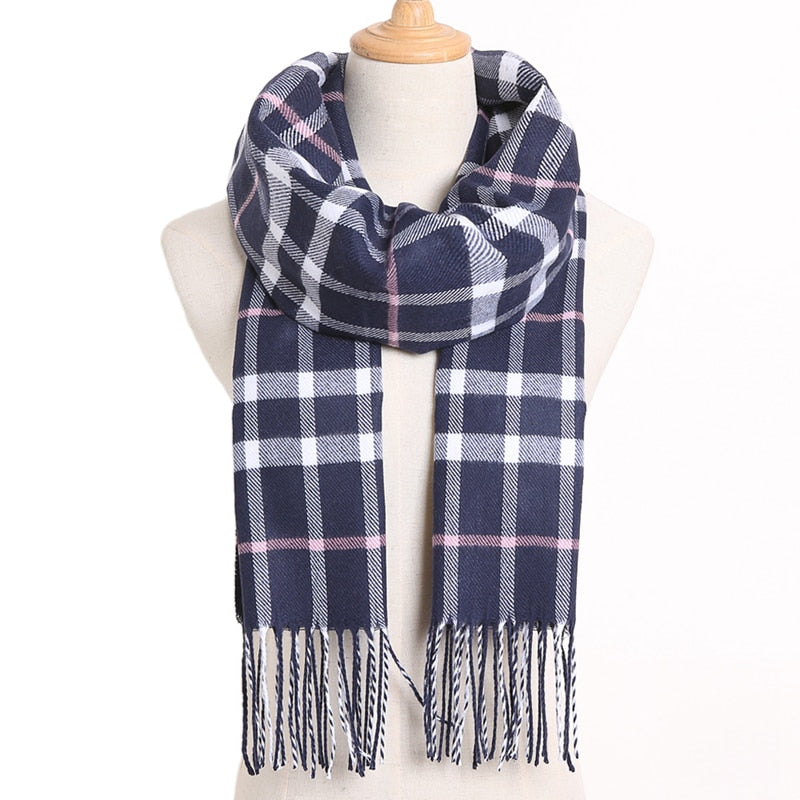[VIANOSI] 2020 Plaid Winter Scarf Women Warm Foulard Solid Scarves Fashion Casual Scarfs Cashmere Bufandas Hombre