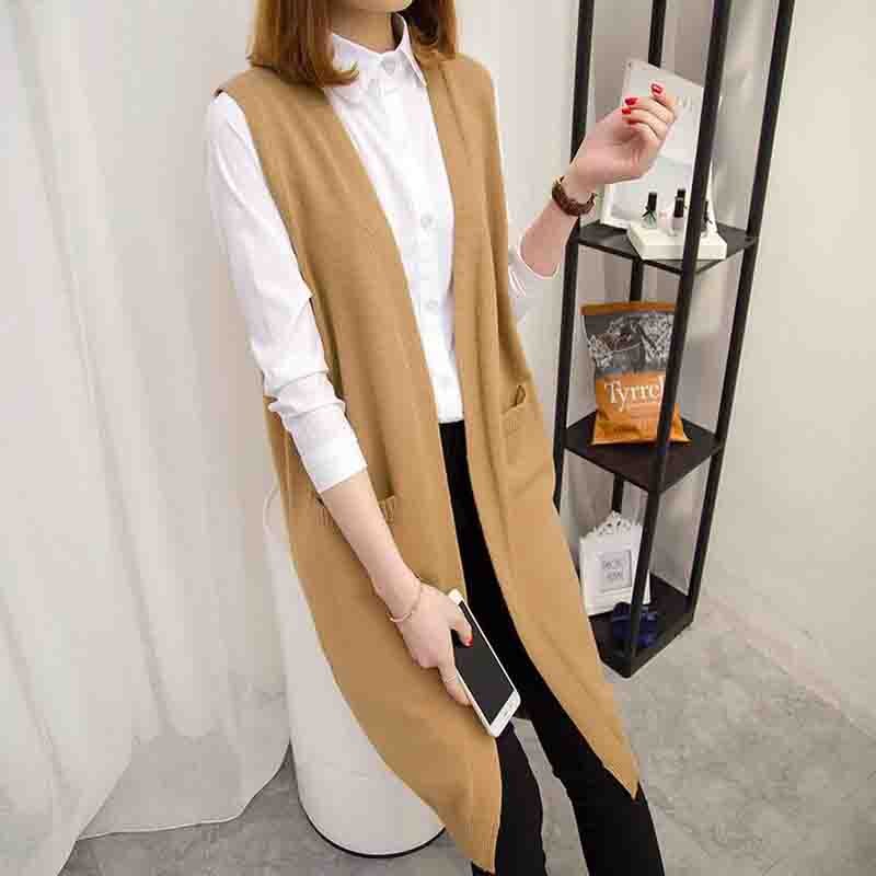 Long Coat Autumn Sleeveless Knitted Vest