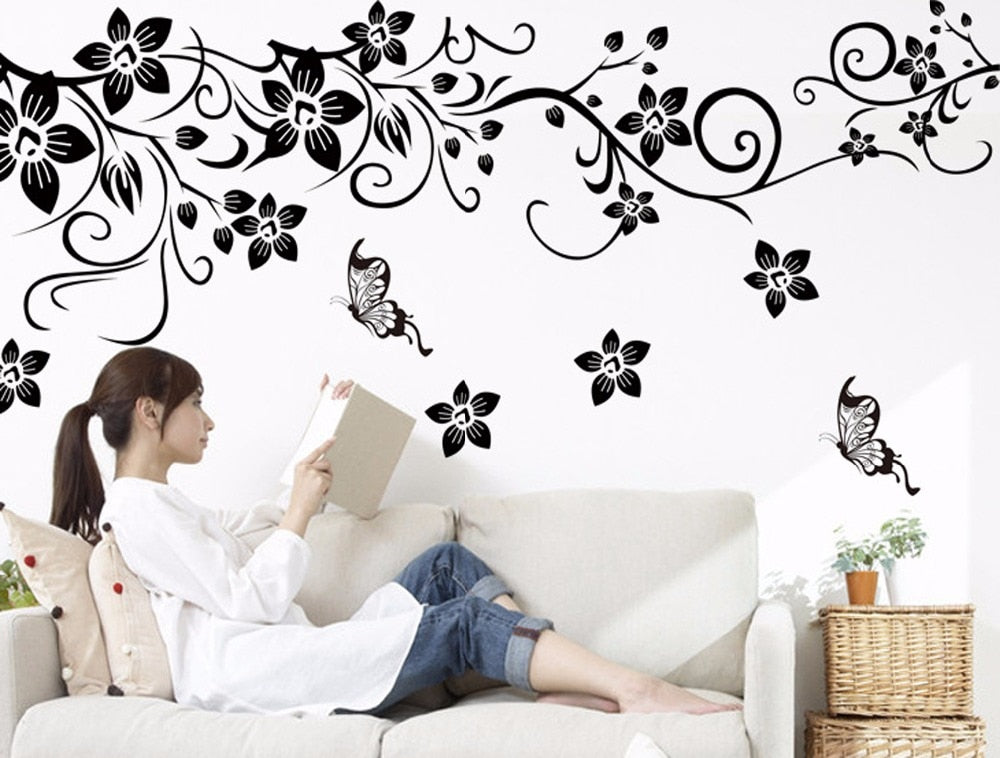 Décalcomettes murales d'art tendance | Autocollants muraux/Stickers muraux en fleurs romantiques de mode pour décoration de maison, papier peint 3D, livraison gratuite, diy bricolage