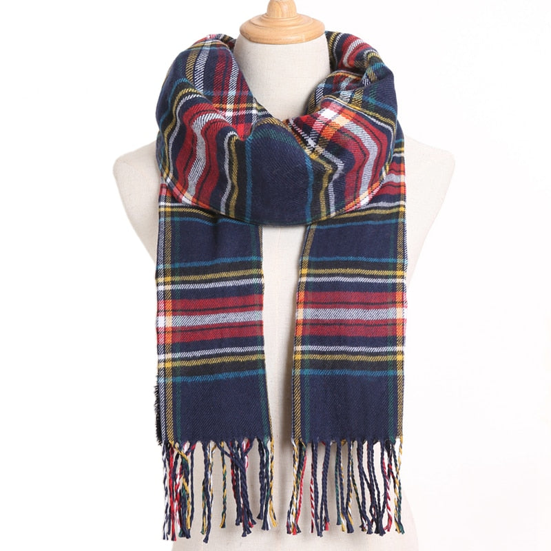 [VIANOSI] 2020 Plaid Winter Scarf Women Warm Foulard Solid Scarves Fashion Casual Scarfs Cashmere Bufandas Hombre