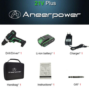 25V 21V 16V 12V Plus Double Speed Electric Drill Cordless Hand Drill Mini Electric Screwdriver Rechargable Lithium Battery Drill