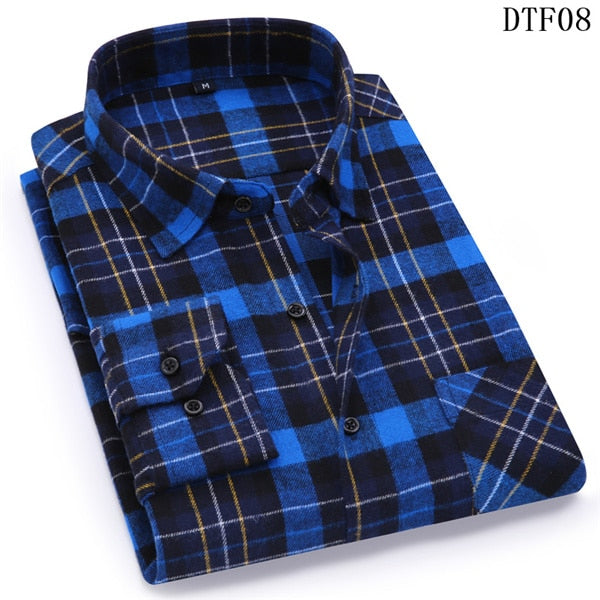Men Flannel Plaid Shirt 100% Cotton 2020 Spring Autumn Casual Long Sleeve Shirt Soft Comfort Slim Fit Styles Brand Man Plus Size
