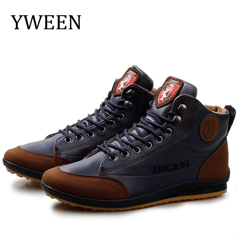 YWEEN Hot Sale Men Boots Spring Autumn Waterproof Leather Shoes Men's Ankle Boots Lace Up Man Shoes Plus Size 38-46