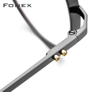 FONEX Pure Titanium Glasses Frame Men Retro Round Myopia Optical Prescription Eyeglasses Frames Women Vintage Eyewear 884