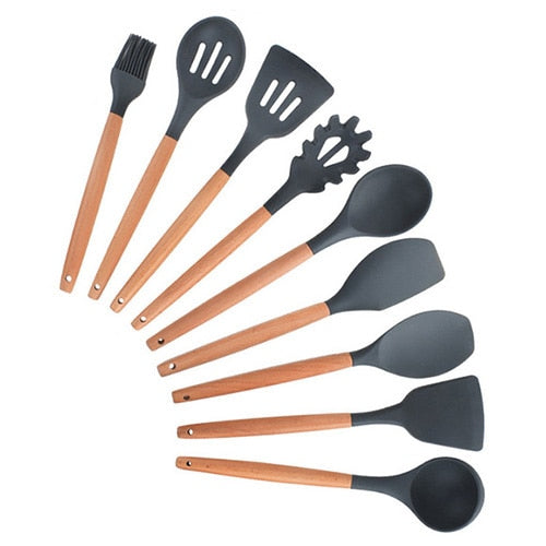 Silicone Kitchenware Cooking Utensils Set Heat Resistant Kitchen Non-Stick Cooking Utensils Baking Tools With Storage Box Tools